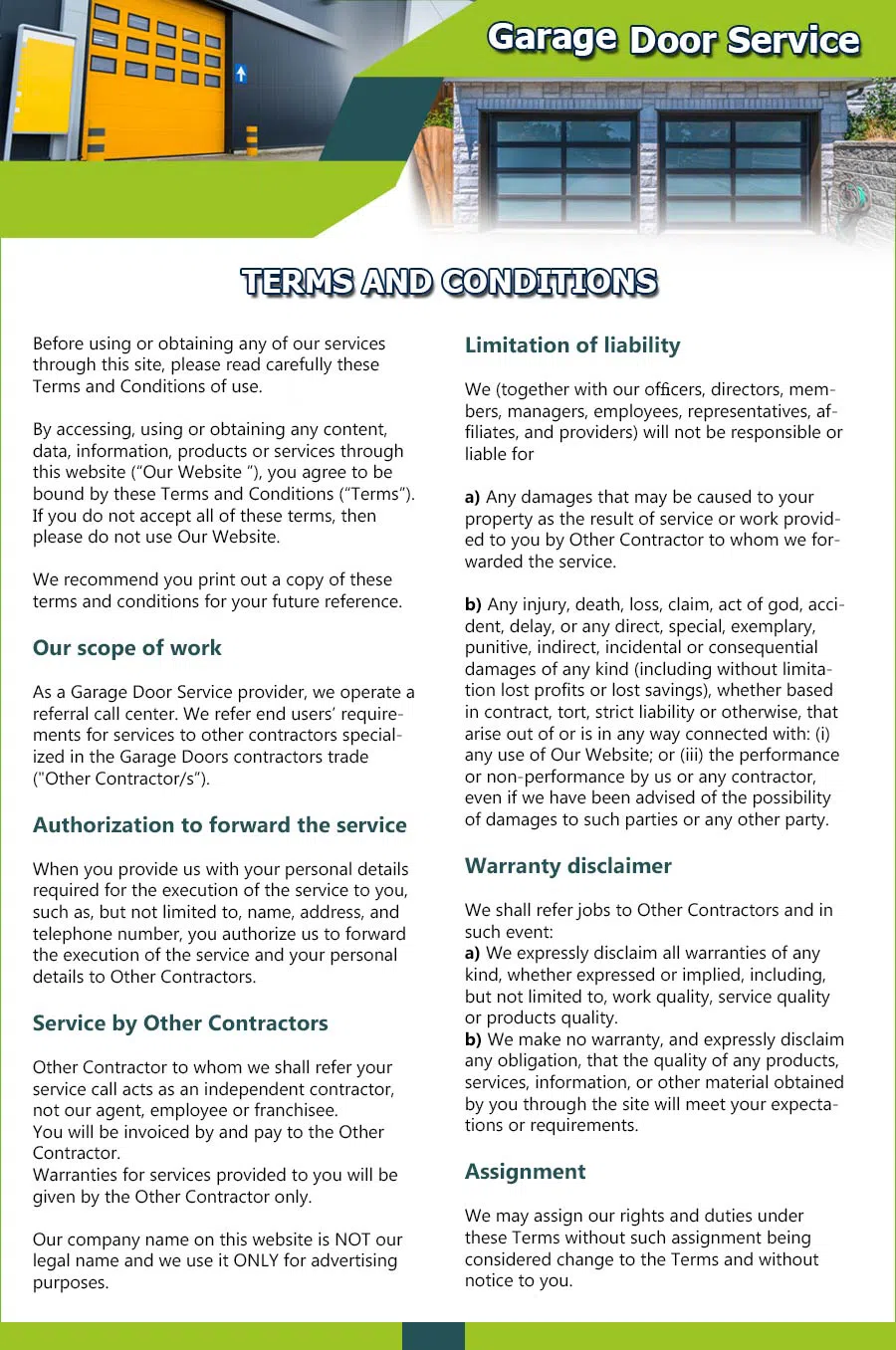 Garage Door 24 Hours Repair Village of Clarkston, MI 248-461-3759 - terms01